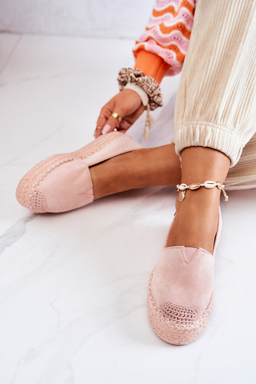 Nazouvací semišové espadrilky Růžove Lesley