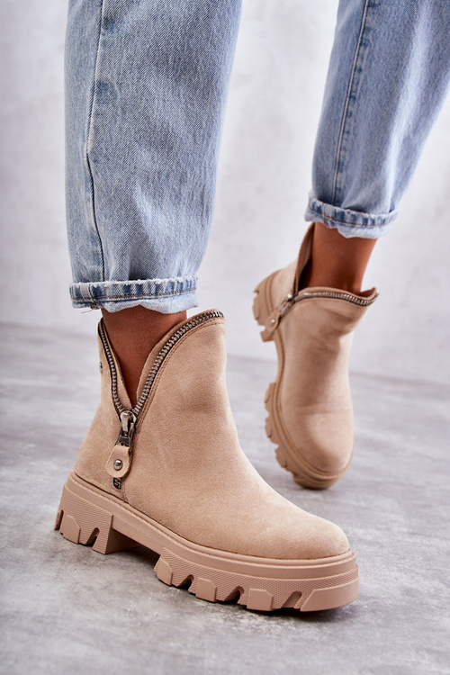 Dámske semišové topánky s béžovými výrezmi rytmu