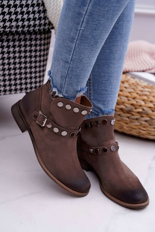 Dámské Kotníkové Boty velurové béžové Exquisite 1172