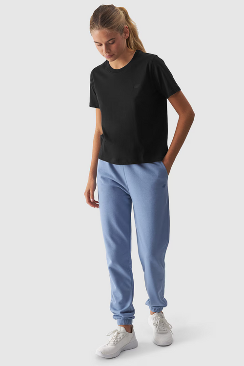 Hladký Dámsky T-Shirt Regular 4FWAW24TTSHF1650-20S Čierny