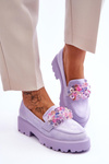 Dámske mokasíny na platforme s dekoráciami fialová brenda