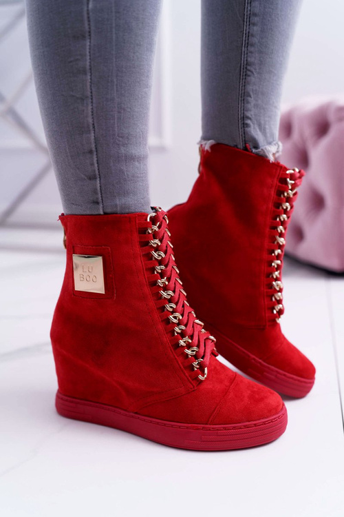 Dámske tenisky Lu Boo s reťazami Suede Red Monica