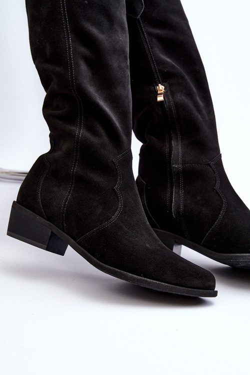 Zazoo 3427 Dámske Semišové Kozáčiky Cowboy Čierne