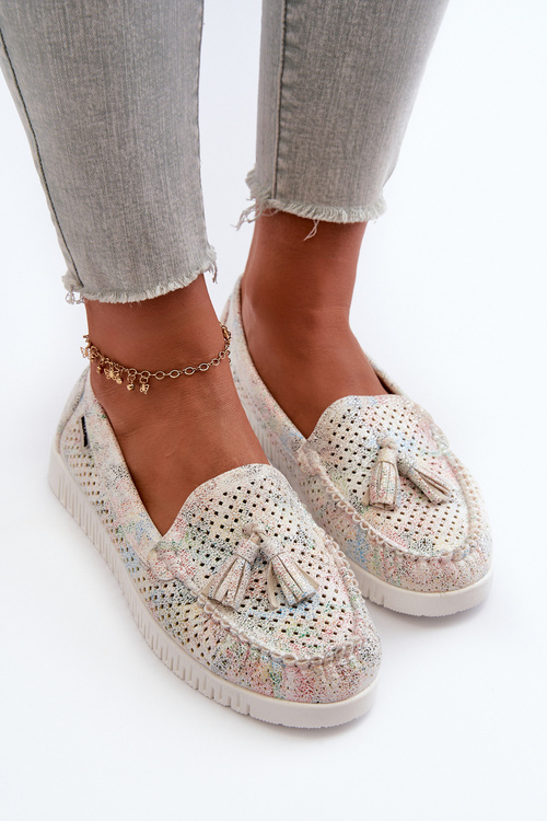 Dámské lehké mokasíny z ekokože s dírkovaným vzorem Tinami