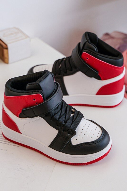 Dětské vysoké sportovní boty bílo-červené Teredite