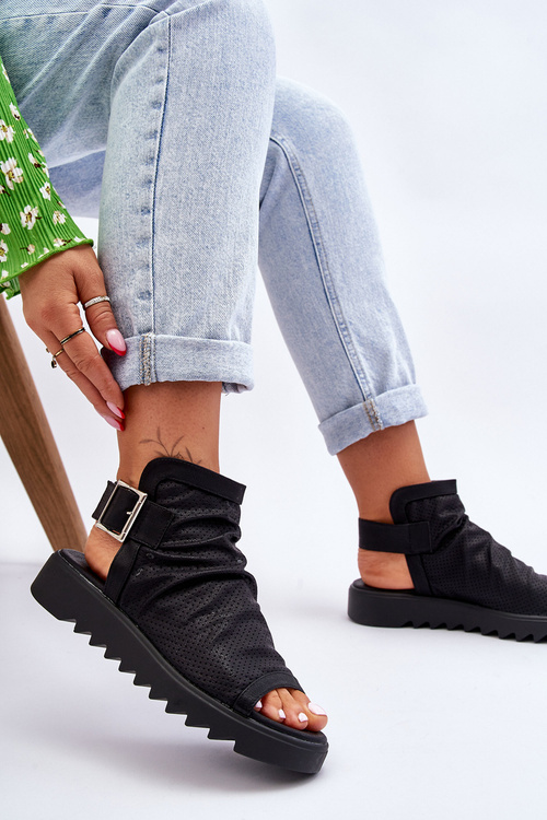 Dámske sandále s členkom, Black Adonis