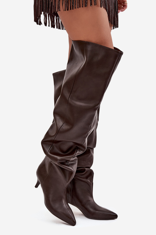 Vkládacie dámske čižmy na opätku čokoládové Ysolienne