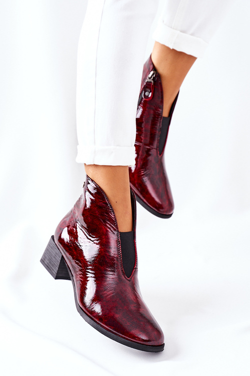 Kožené izolované vysoké podpätky Maciejka 04777-23 Bordo