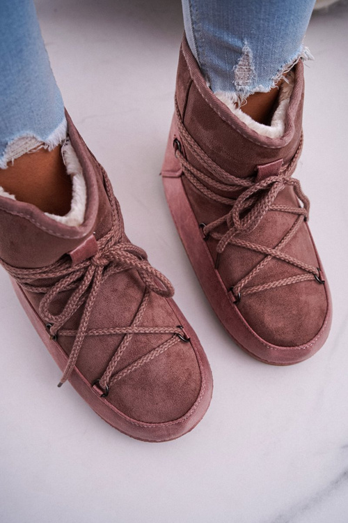 Dámské Sněhule Zateplené Kožešinou Růžové Veme