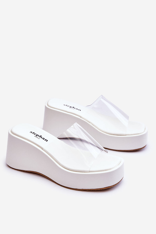 Ženské priehľadné biele kliny Eliane