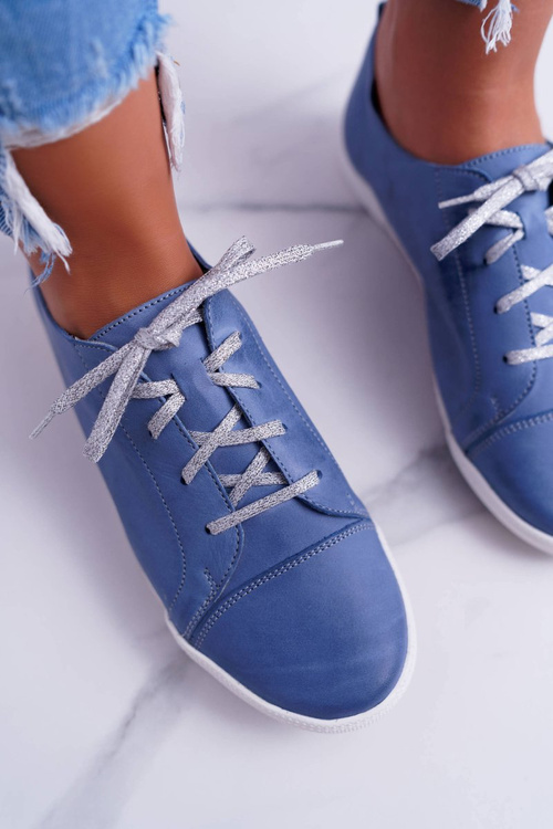 Topánky Dámske tenisky Maciejka kožené svetlo modré 4049a