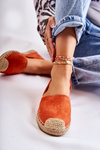 Klasické ženské semišové espadrilles oranžová Clarice
