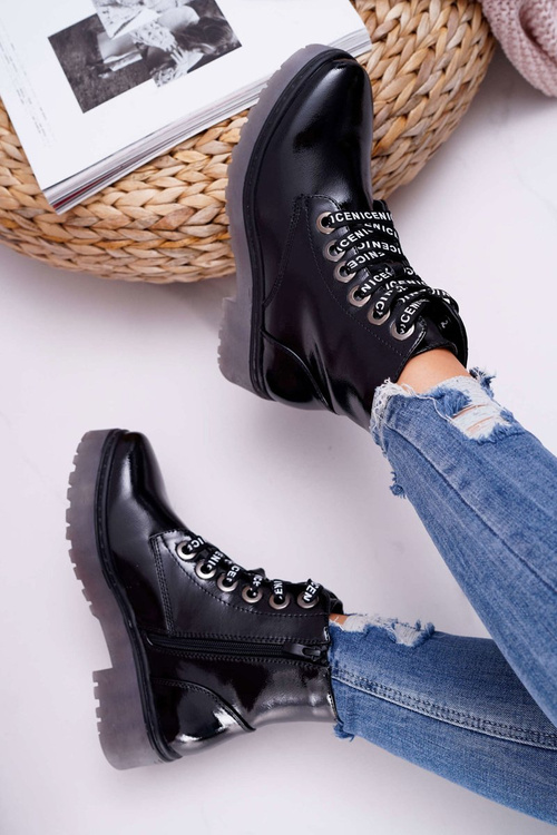 Dámske ploché topánky na päty maľované Glany Black Sergio Leone TR726