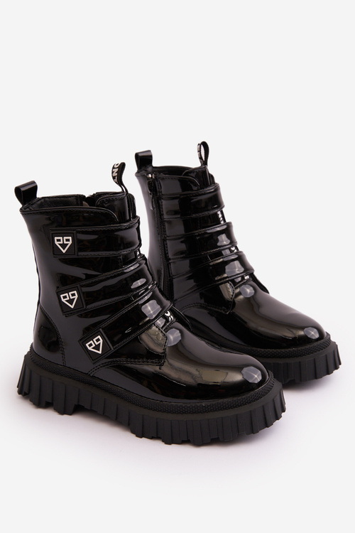 Dívčí Lakované Ocouvací Boty Rilina Černé