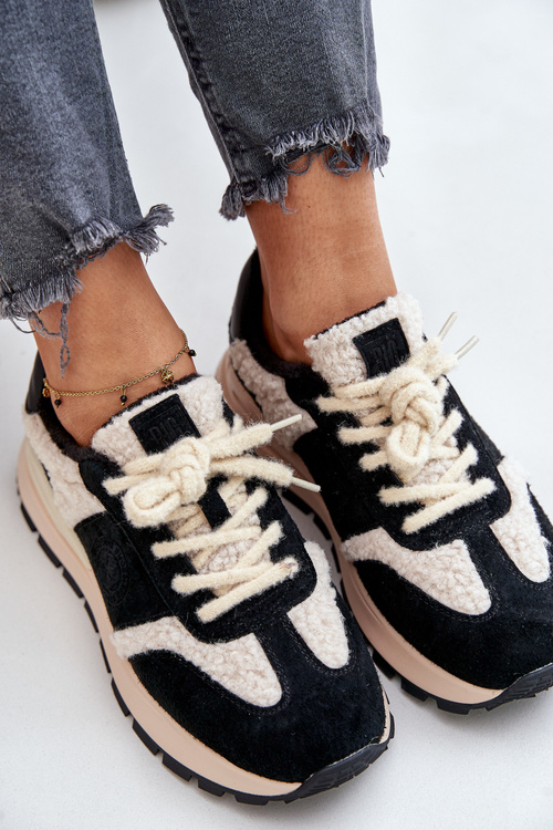 Zateplené dámské kožené sneakersy Big Star OO274A318 HI-POLY SYSTEM černé