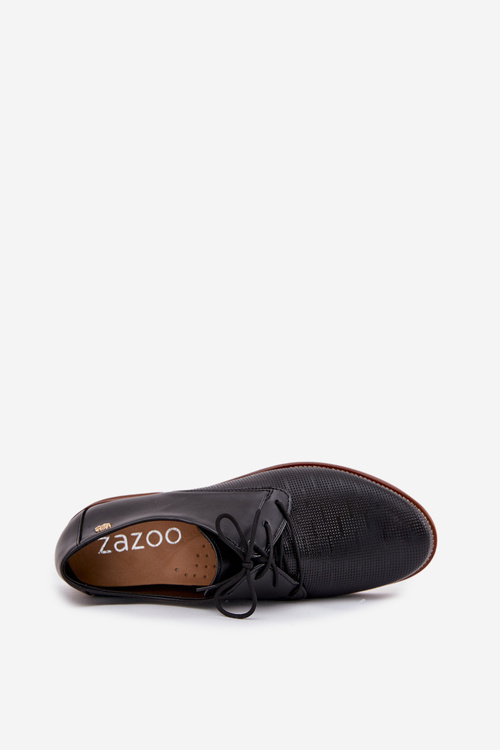 Dámské kožené elegantní šněrovací polobotky Zazoo 4238 Černé