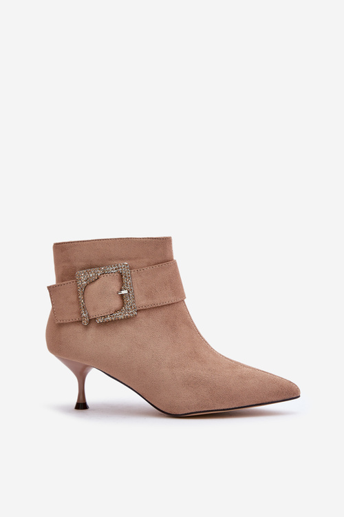 Dámské Boty Na Podpatku S Dekorativní Sponou Béžové Nirilis