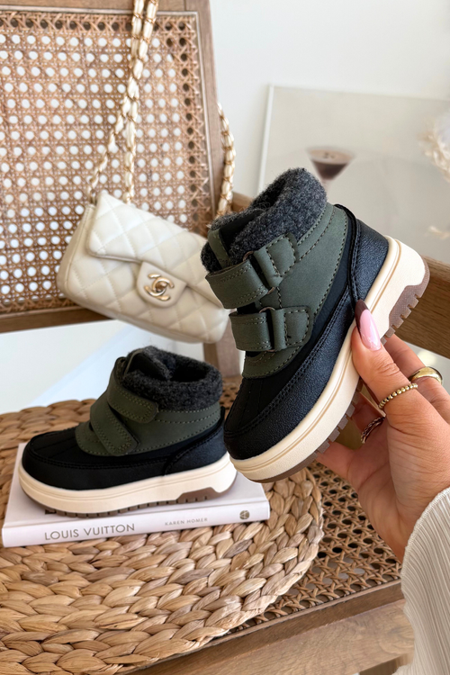 Dětské zimní boty sněhule na suchý zip zeleno-černé Darlene