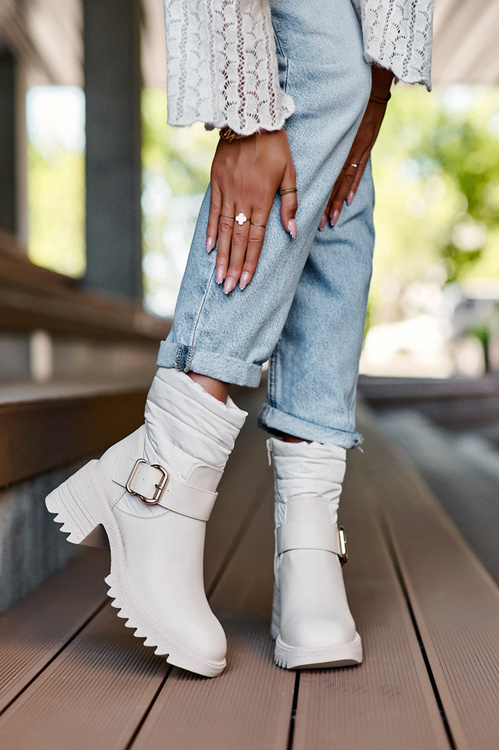 Ocieplené kožené boty s klíčem Bežová Osonia