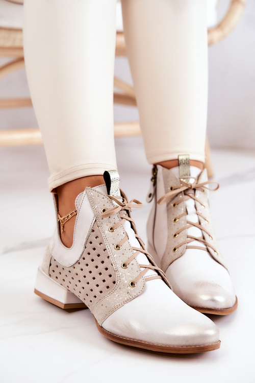 Kožené kozačky Maciejka 05541-25 Světle béžová