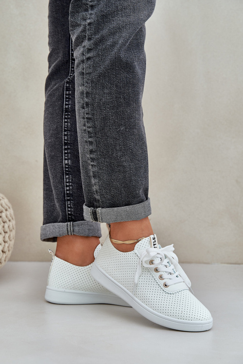 Dámske Ažúrové Šnurovacie Tenisky Svetlo Béžové Carinel