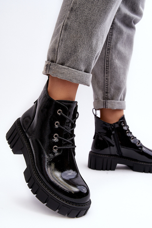 Maľované izolované čipky -upové topánky čierne bjorg