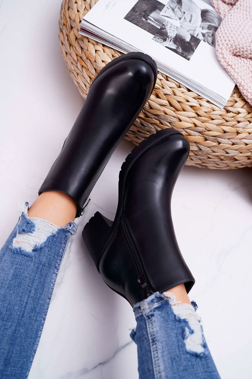 Dámské Kotníkové Boty Na Podpatku Černé Veba