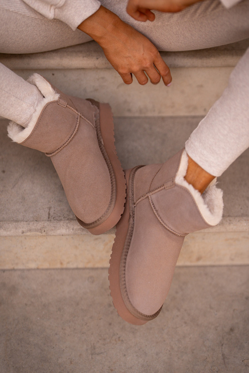 Kožené Semišové Snehule S Kožušinou Vinceza 97951 Béžové