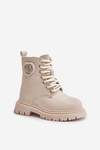Dívčí boty zateplené kožešinou na zip béžové Evaliraea