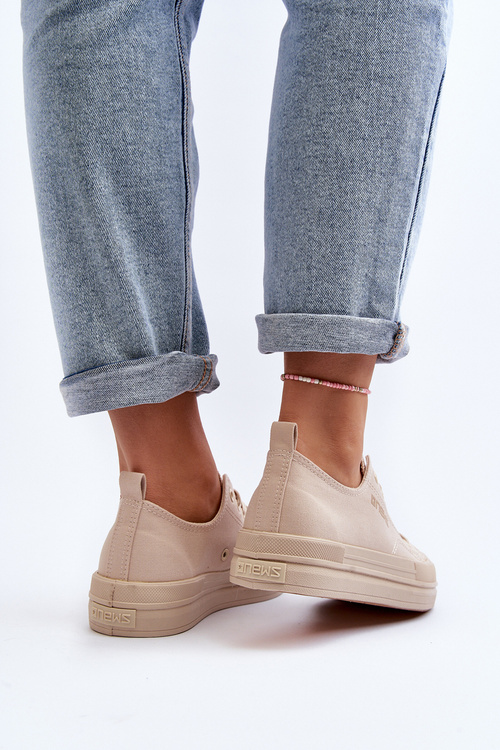 Dámske plátené tenisky béžové Staneva