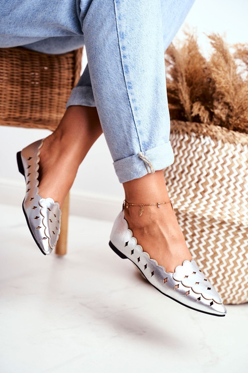 Lu Boo Dámska strieborná kovová Dianna Ballerinas