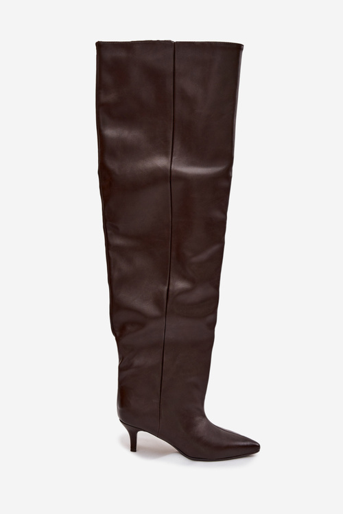 Vkládací dámské kozačky na podpatku čokoládové Ysolienne