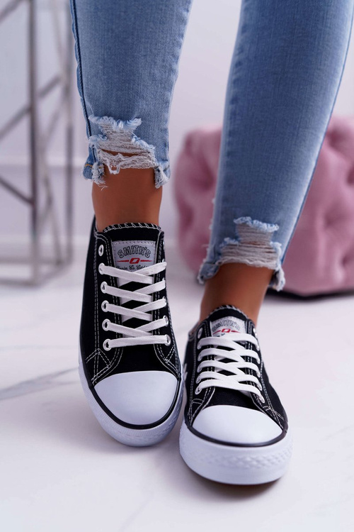 Dámske nízke tenisky Smith's čiernobielo