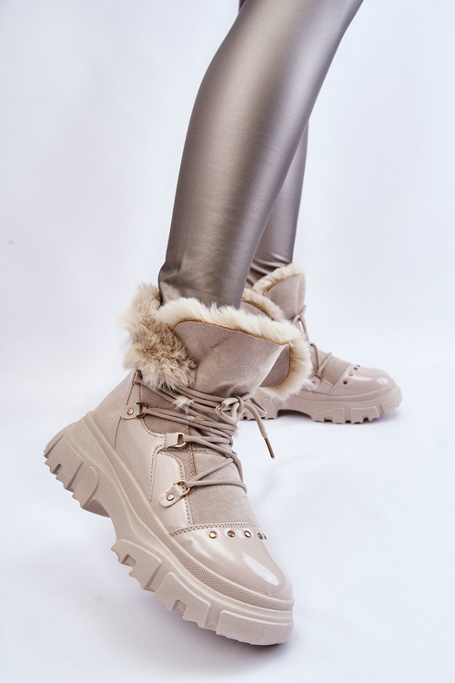 Ženské topánky s kožušinovým čipkou