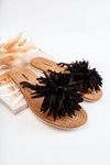 Dámske flip -flops flip -flops s materiálnou dekoráciou čierna Eviana