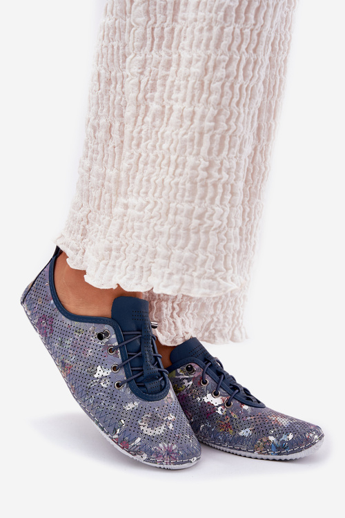 Dámske Kožené Poltopánky Z Prírodnej Kože Vzorované Artiker 56C2691 Modré