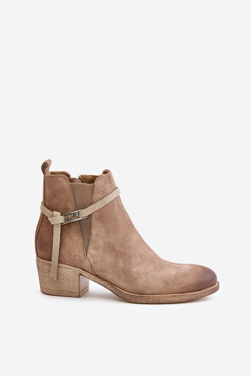 Semišové Čižmy Na Opätku Zateplené Na Zips Béžové Zazoo 60478