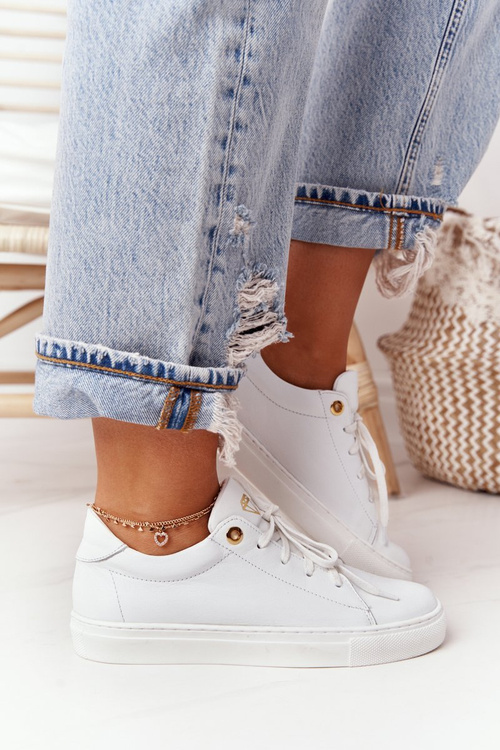 Dámské Kožené Tenisky Bílé Nicole 2640