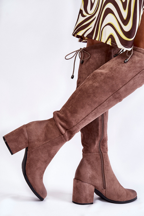 Dámské semišové nadkolenky La.Fi 270056TA-SU jasně hnědá