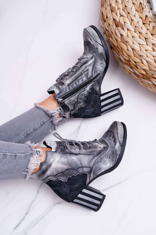 Dámske kožené topánky Maciejka Gray 03190