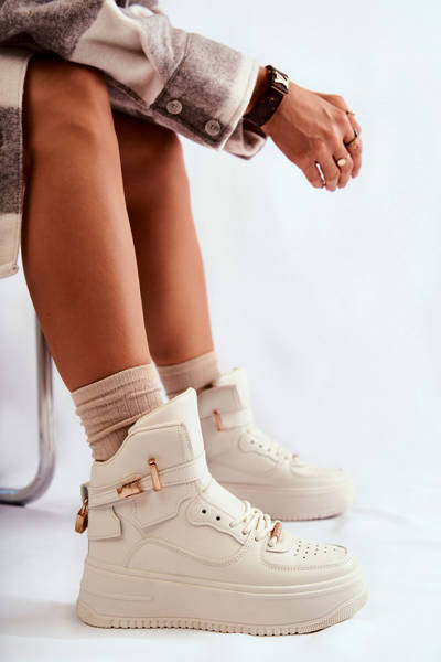 Ženské izolované vysoké béžové športové topánky Lexa