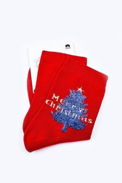 Vánoční bavlněné ponožky Merry Christmas červené