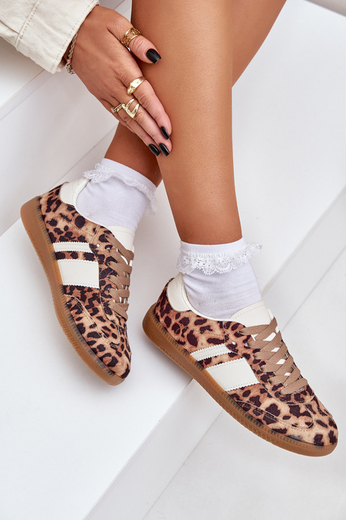 Nízke Dámske Tenisky S Leopardím Motívom Hnedé Biklla