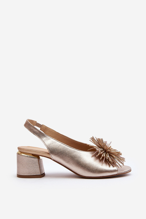 Kožené sandály s ozdobou Laura Messi 2719 Zlaté