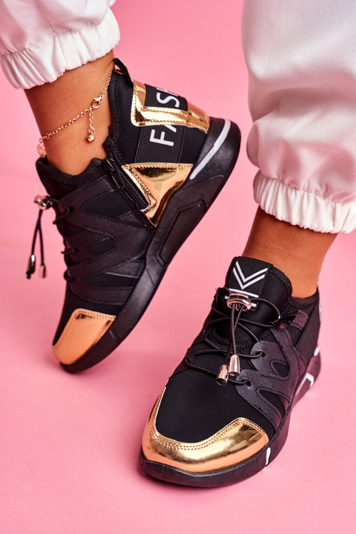 Dámská Sportovní Obuv se Zipem Černo Zlaté Terfin