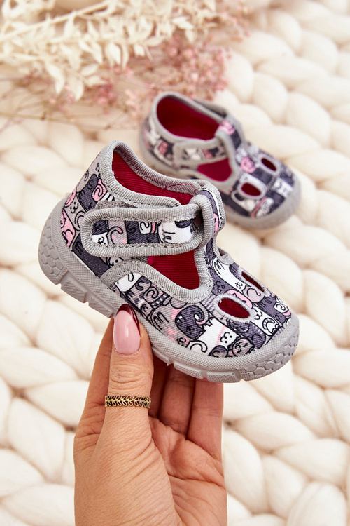 Dětská obuv Pantofle Befado Koťátka 630P001 Šedá