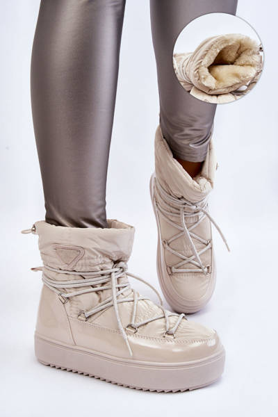 Dámské módní šněrovací boty do sněhu Světle béžová Carrios