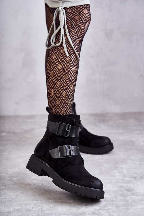 Semišové dámske topánky Black Gritta Zipper