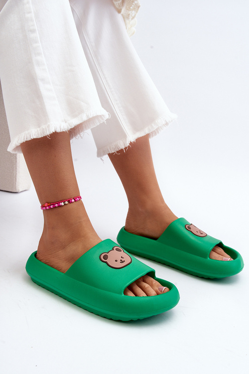 Lehké Dámské Pěnové Žabky S Medvídkem Zelené Lia