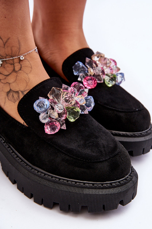 Dámské křišťálové mokasíny Černá Avril